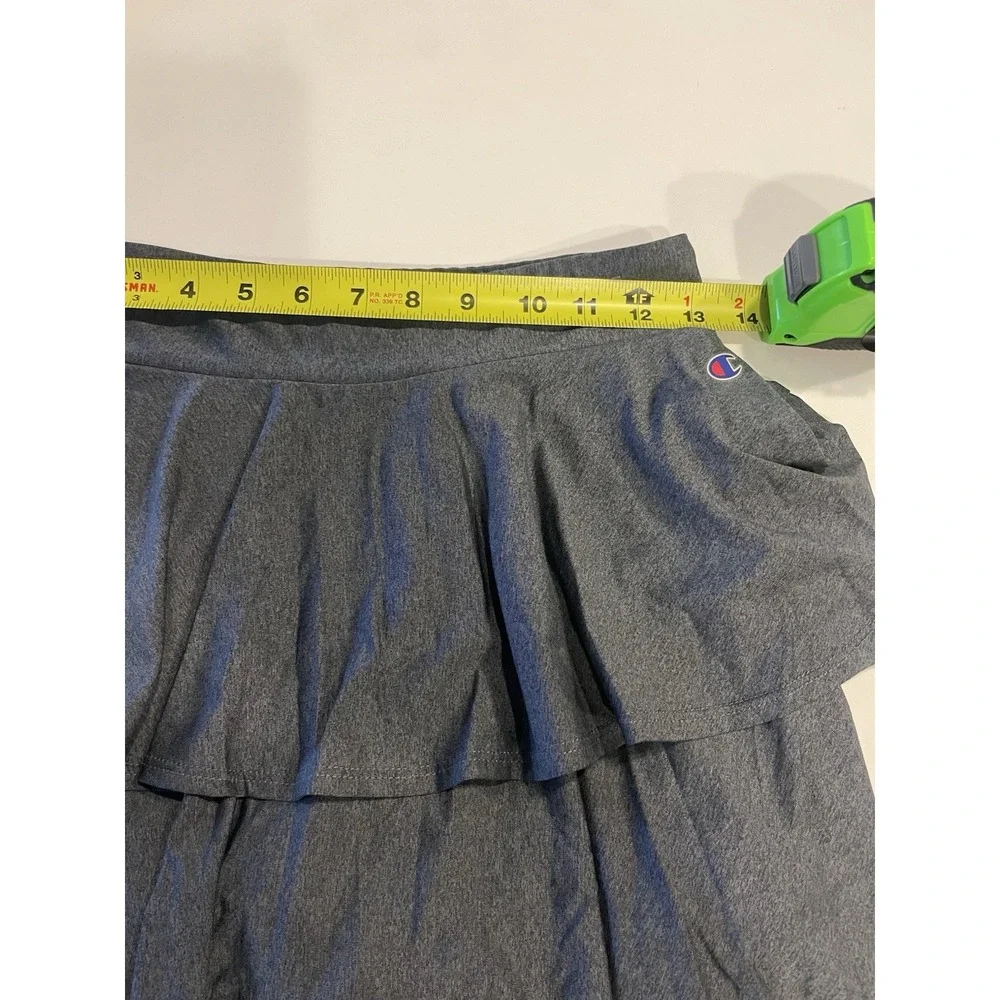 Champion Youth Girls 14/16 Skort Skirt Shorts Gray Athleticwear Tiered Ruffles